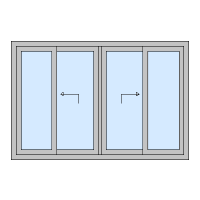 4-delig links en rechts midden schuivend