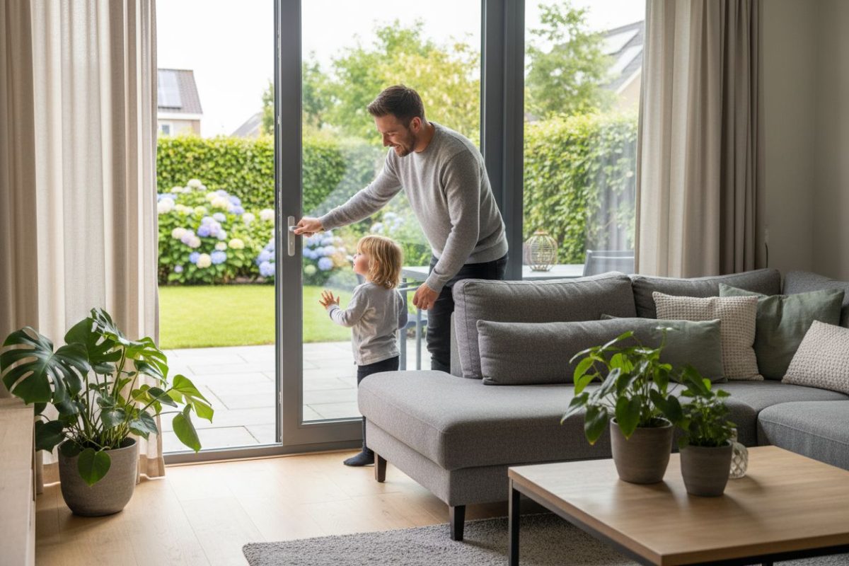 moderne schuifpui woonkamer