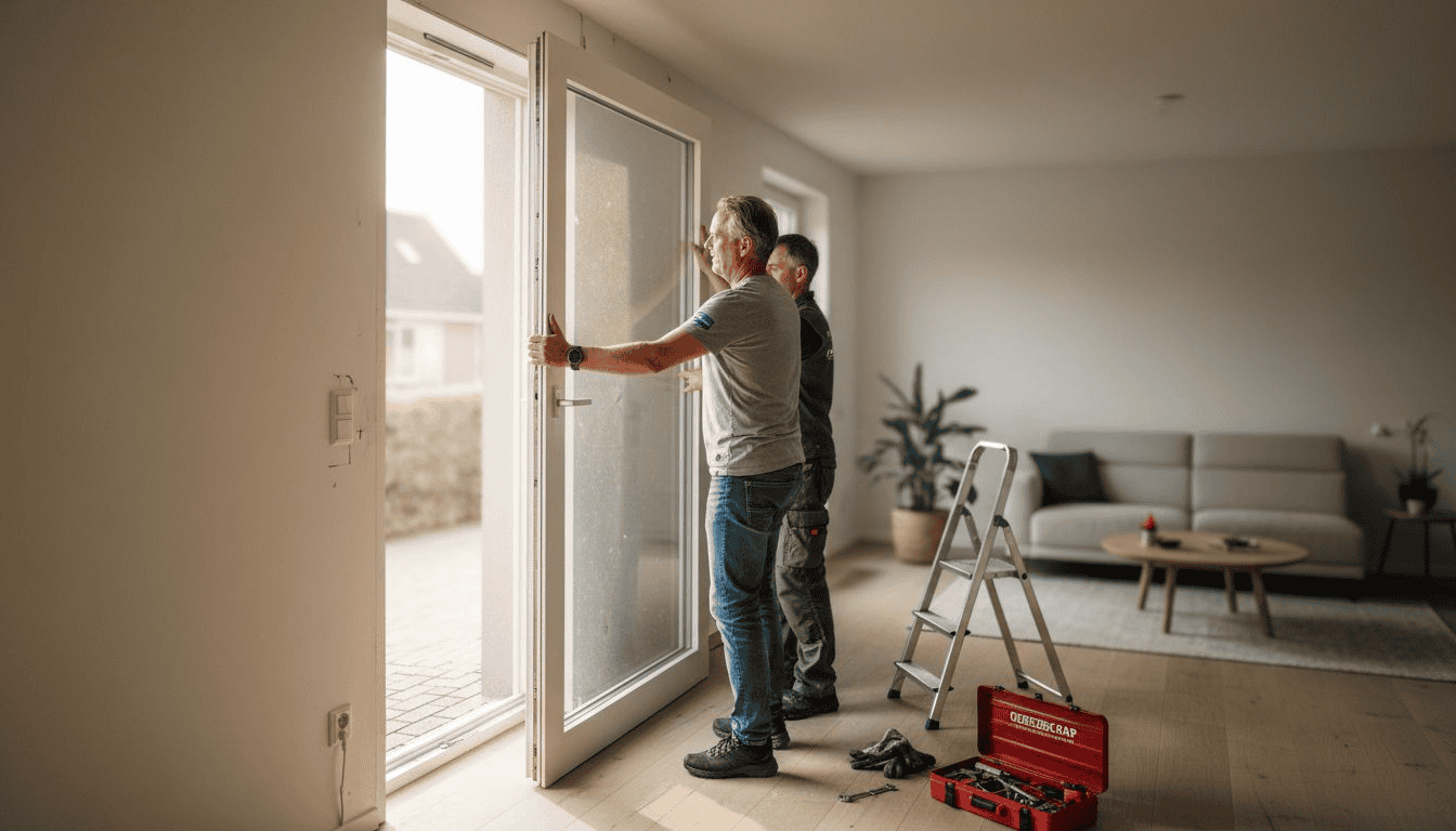 Plaatsen van een aluminium deur in de woonkamer