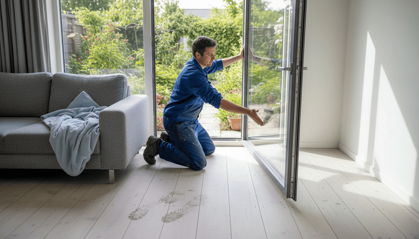 Plaatsen van gelaagd glas in een aluminium kozijn