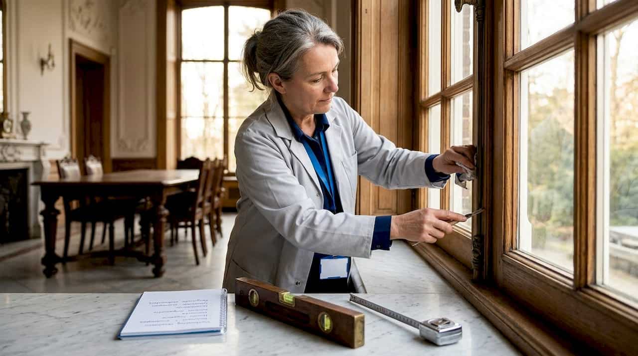 Restauratie van het houten kozijn in een karakteristiek herenhuis