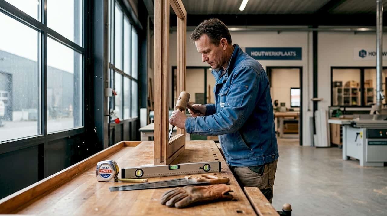 Het kozijn plaatsen met behulp van het juiste gereedschap