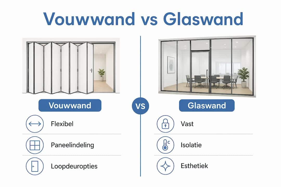 Overzichtelijke infographic: vouwwand versus glazen wand – wat zijn de verschillen?
