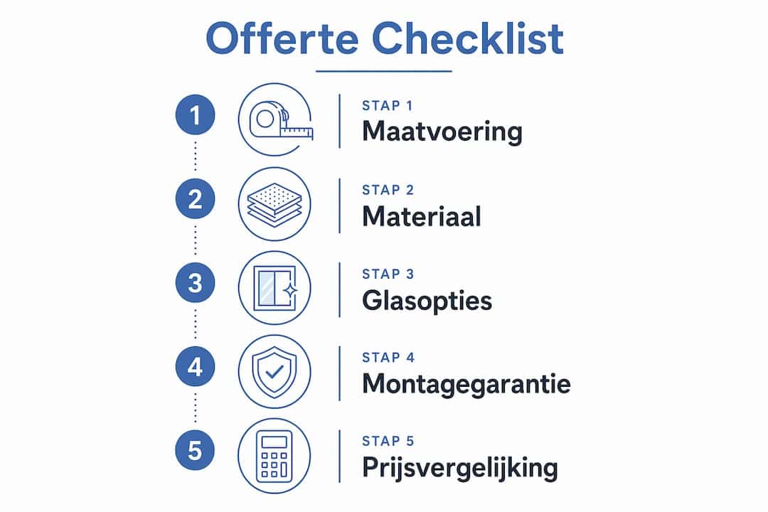Overzichtelijke infographic: handige checklist voor het aanvragen van offertes voor kantelramen