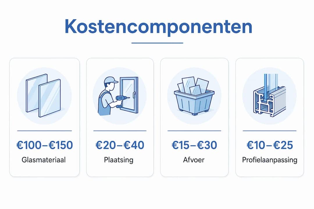 Overzicht van de prijsopbouw van triple glas per vierkante meter