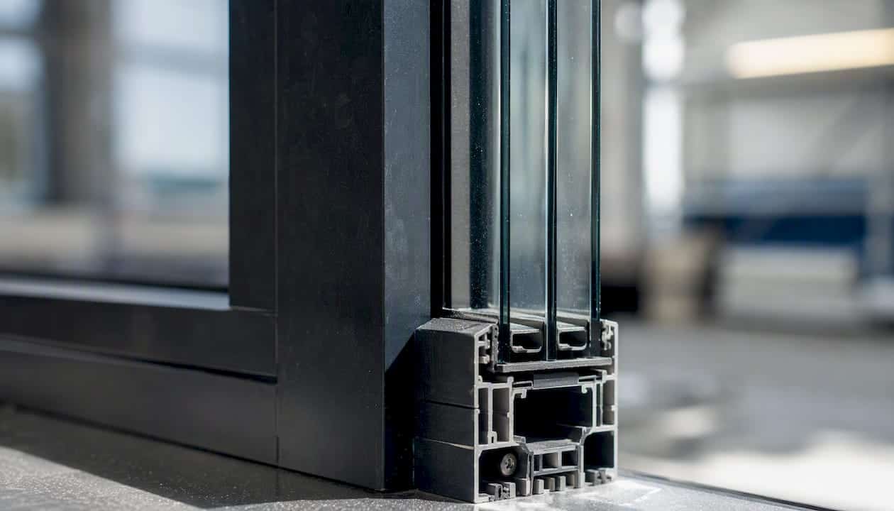 Deze aluminium deurprofielen zijn voorzien van driedubbel glas, wat zorgt voor extra isolatie en een moderne uitstraling.