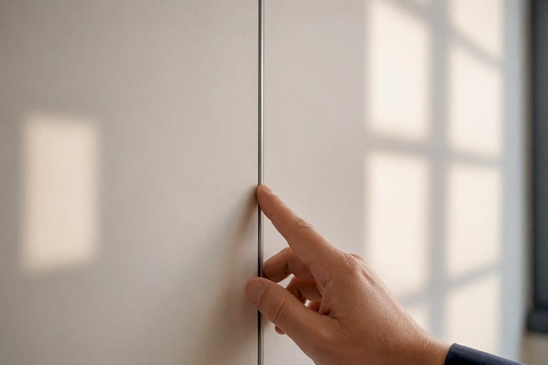 Close-up van naadloze, frameloze aluminium deurafwerking