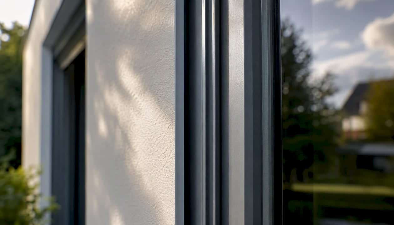 Detailopname van een aluminium kozijnprofiel