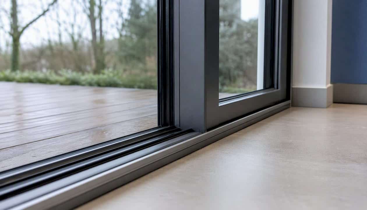 Een eigentijds interieur met een goed geïsoleerd aluminium raam dat volledig luchtdicht is.