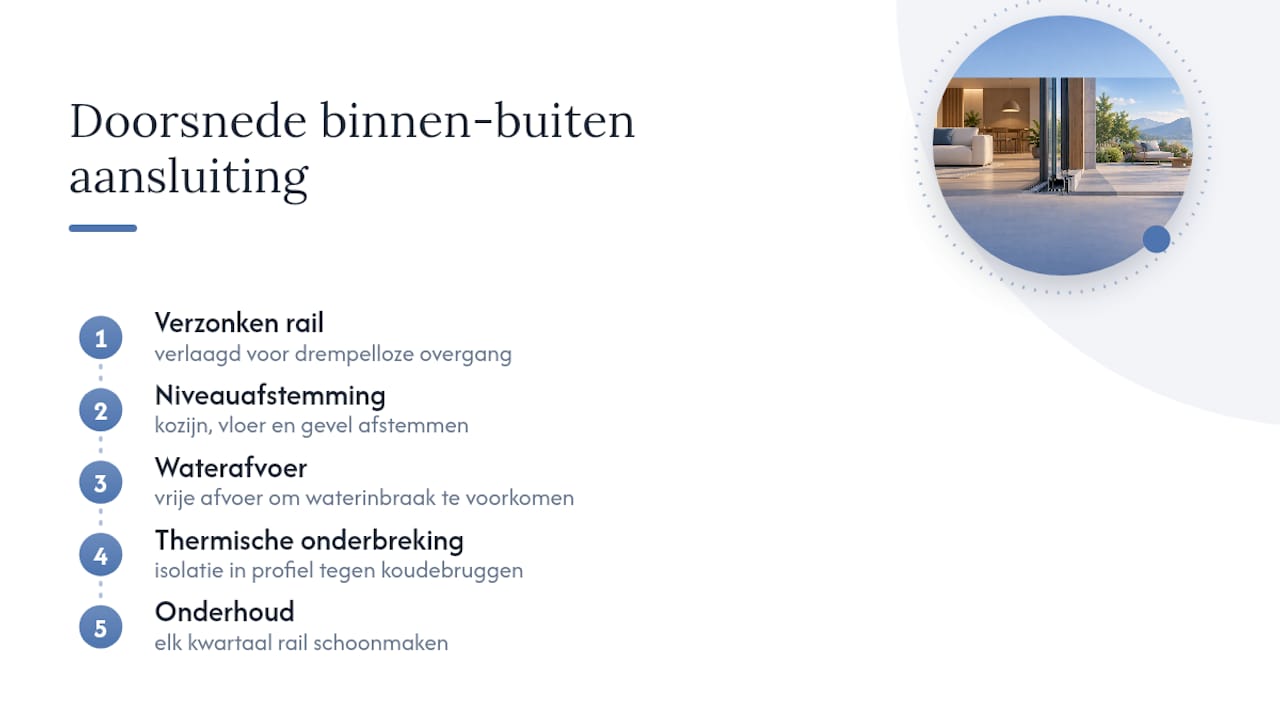 Doorsnede van een drempelloze aansluiting