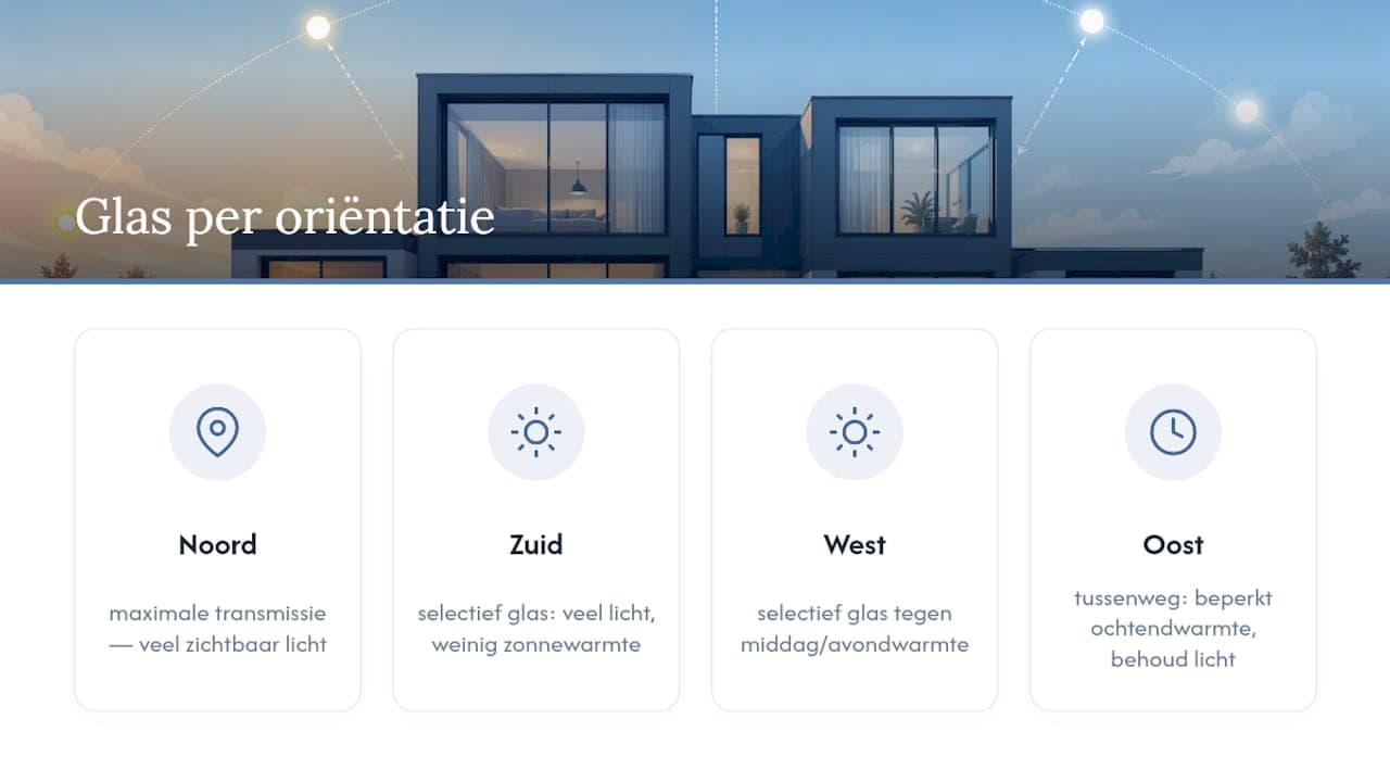 Glaskeuze afgestemd op de oriëntatie van de gevel