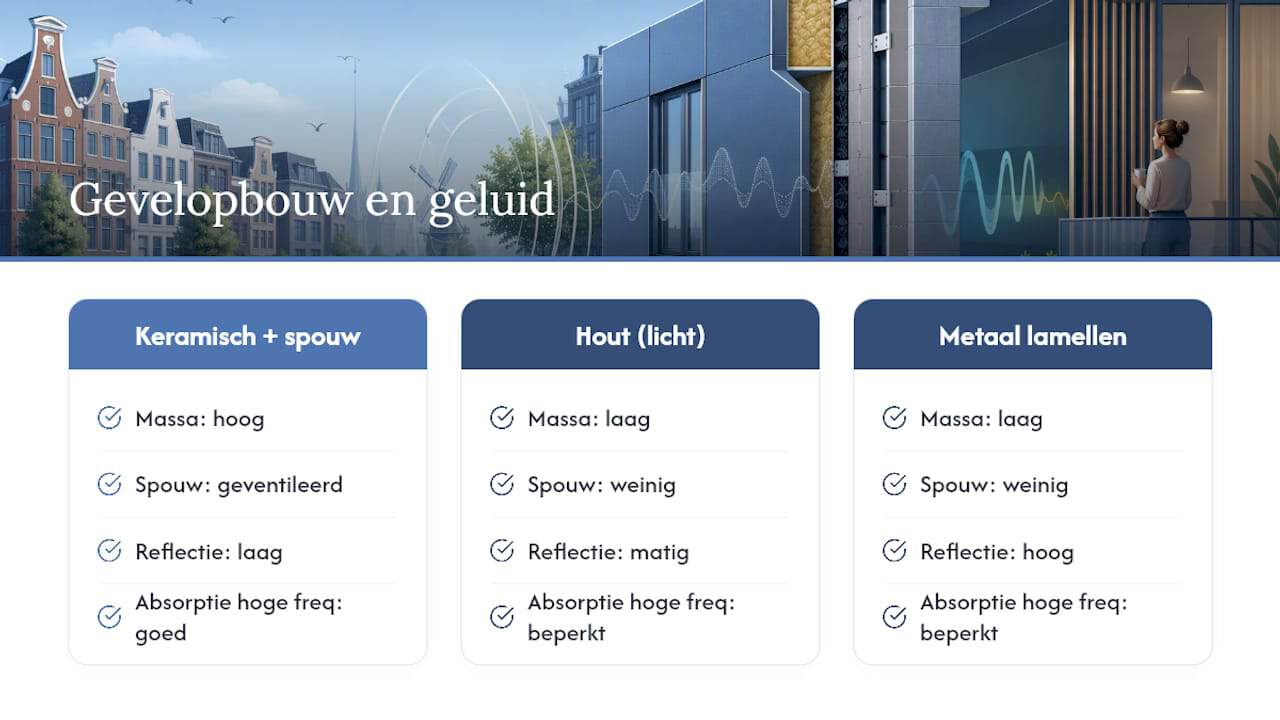 Vergelijking van gevelopbouwen en geluidswering