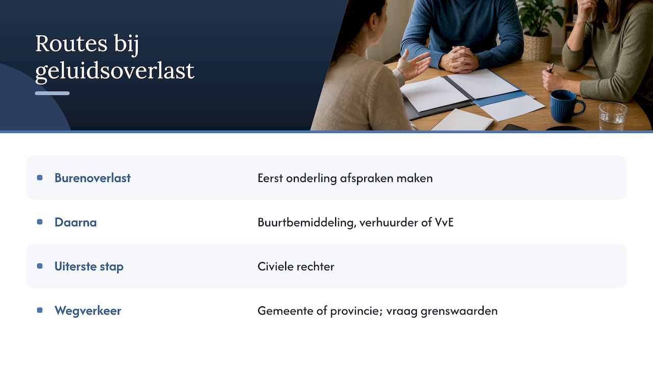 Routes bij burenoverlast en verkeersgeluid